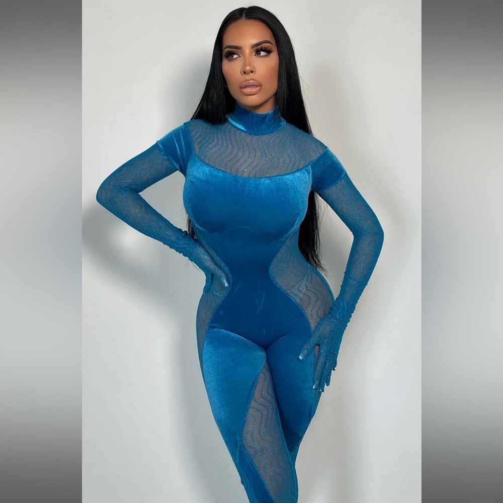 Fashion Nova Blue Jumpsuit